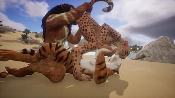 Reproduzir Leão faz sexo com um leopardo e um tigre - vida selvagem