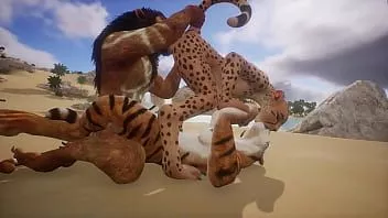 Reproduzir Leão faz sexo com um leopardo e um tigre - vida selvagem